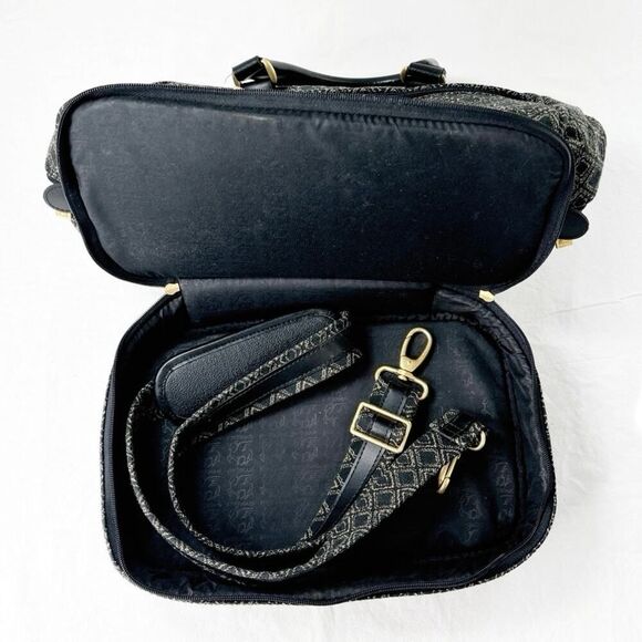 Vintage Pegasus Canvas Dome Top Diamond Pattern Train Case Cabin Bag - Picture 2 of 10